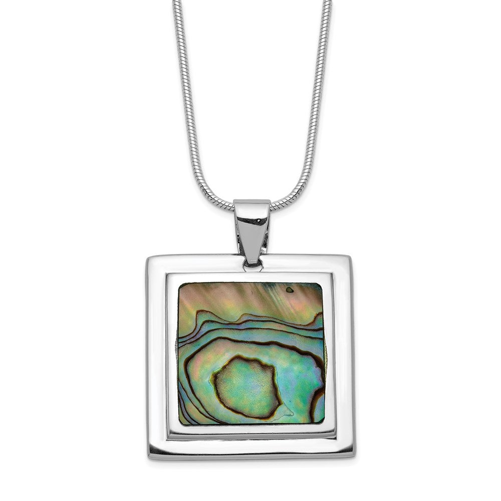 Sterling Silver Rhodium-plated Abalone Pendant Necklace, 18 x 25 mm