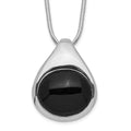 Sterling Silver Rhodium-plated Round Onyx Pendant Necklace, 16 x 16 mm