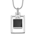 Sterling Silver Rhodium-plated Square Onyx Pendant Necklace, 16 x 15 mm