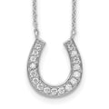 Sterling Silver Rhodium-plated 16in w/2in ext CZ Horseshoe Necklace, 18 x 14 mm