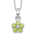 Sterling Silver Peridot Flower Pendant Necklace, 0.85 ct, 16 mm