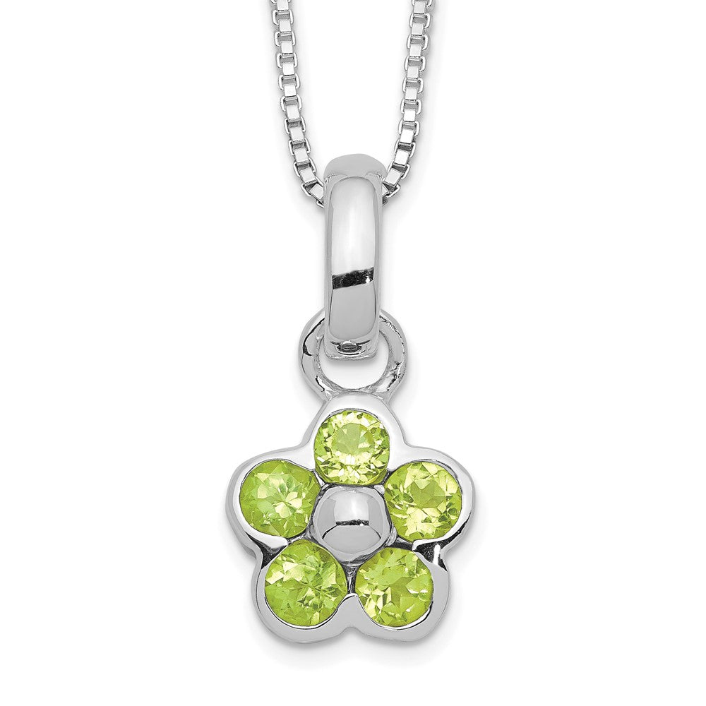 Sterling Silver Peridot Flower Pendant Necklace, 0.85 ct, 16 mm