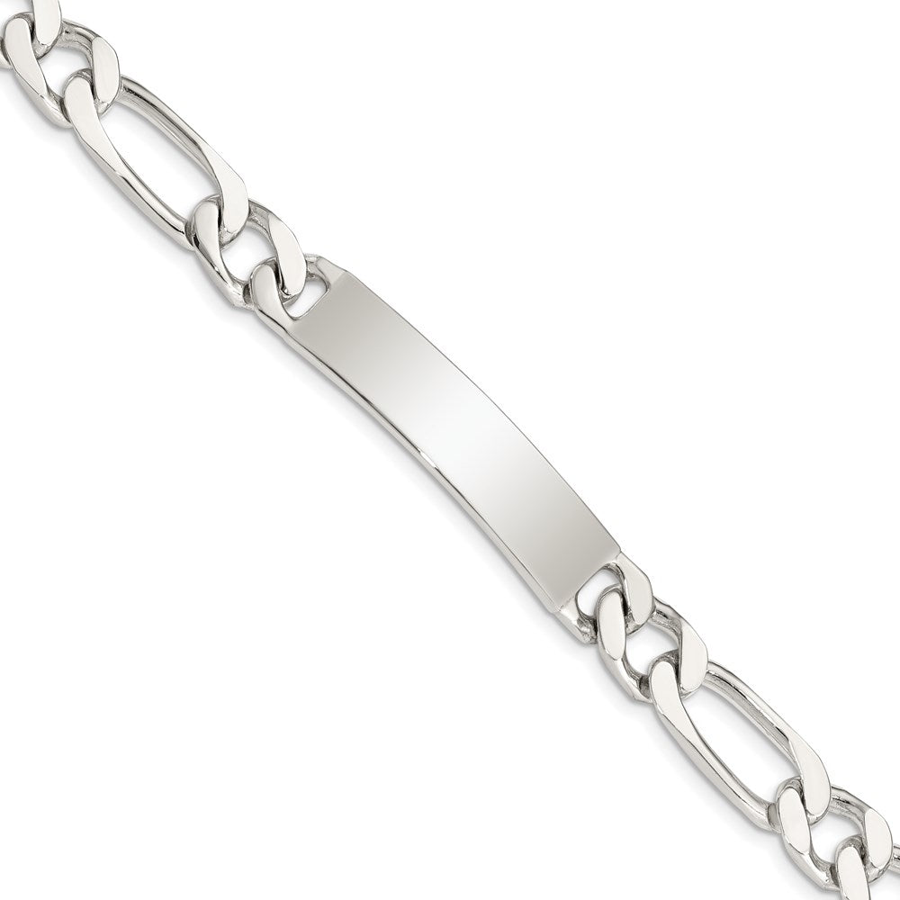 Sterling Silver 8.5inch Polished Engraveable Figaro Link ID Bracelet, 8.5 x 9 mm