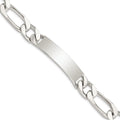 Sterling Silver 8.5 inch Polished Engraveable Figaro Link ID Bracelet, 8.5 x 12 mm