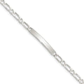 Sterling Silver 7inch Polished Engraveable 1 Figaro Link ID Bracelet, 7 x 4 mm