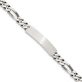 Sterling Silver 8inch Engraveable Antiqued Figaro Link ID Bracelet, 8 x 7 mm