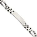 Sterling Silver 8.5inch Engraveable Antiqued Figaro Link ID Bracelet, 8.5 x 9 mm