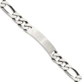 Sterling Silver 8.5inch Engraveable Antiqued Figaro Link ID Bracelet, 8.5 x 10 mm