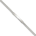 Sterling Silver Polished Engraveable Curb Link ID Bracelet, 7 x 4 mm