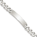 Sterling Silver 8inch Polished Engraveable Curb Link ID Bracelet, 8 x 9 mm