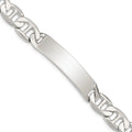 Sterling Silver 8.5inch Polished Engraveable Anchor Link ID Bracelet, 8.5 x 10 mm