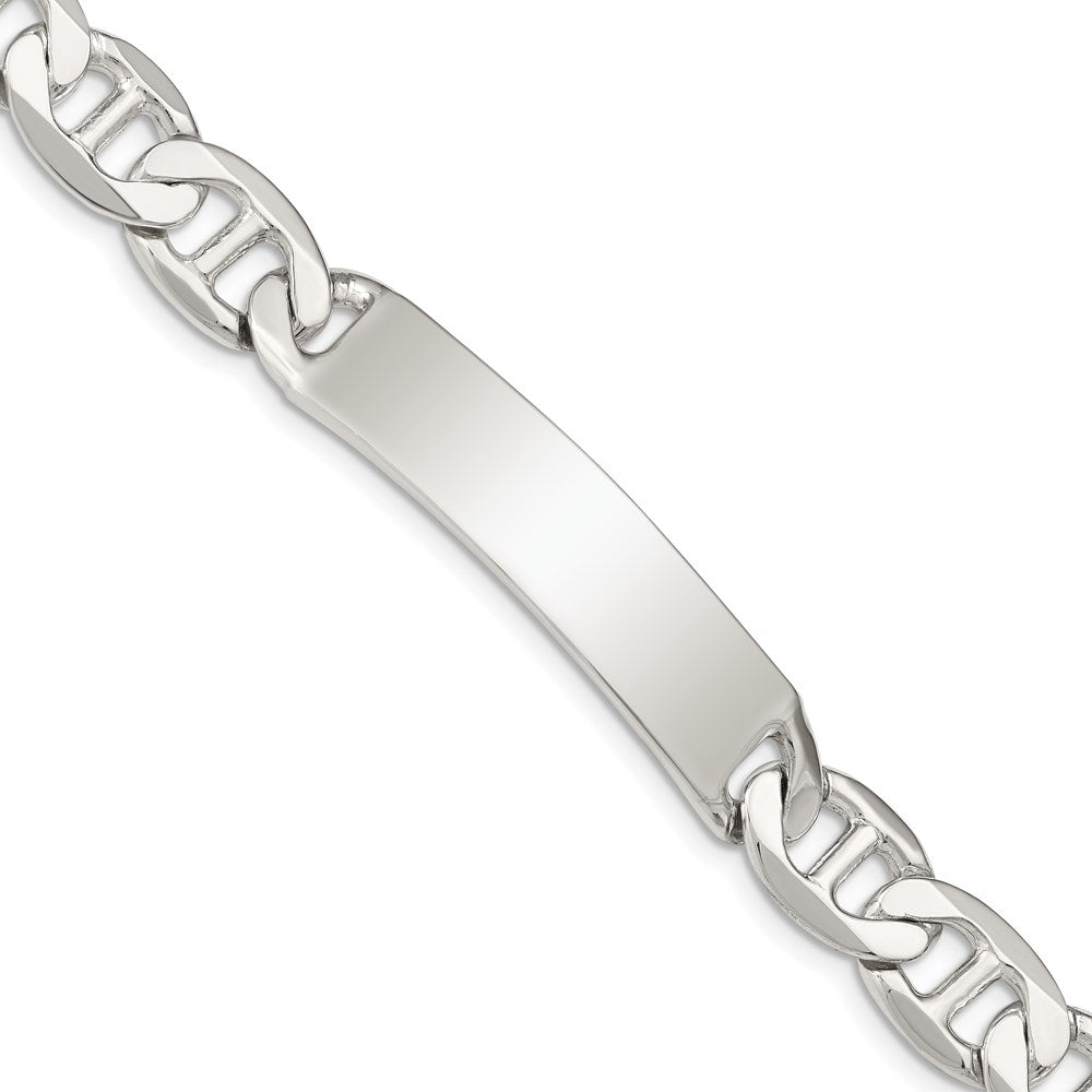 Sterling Silver 8.5inch Polished Engraveable Anchor Link ID Bracelet, 8.5 x 10 mm
