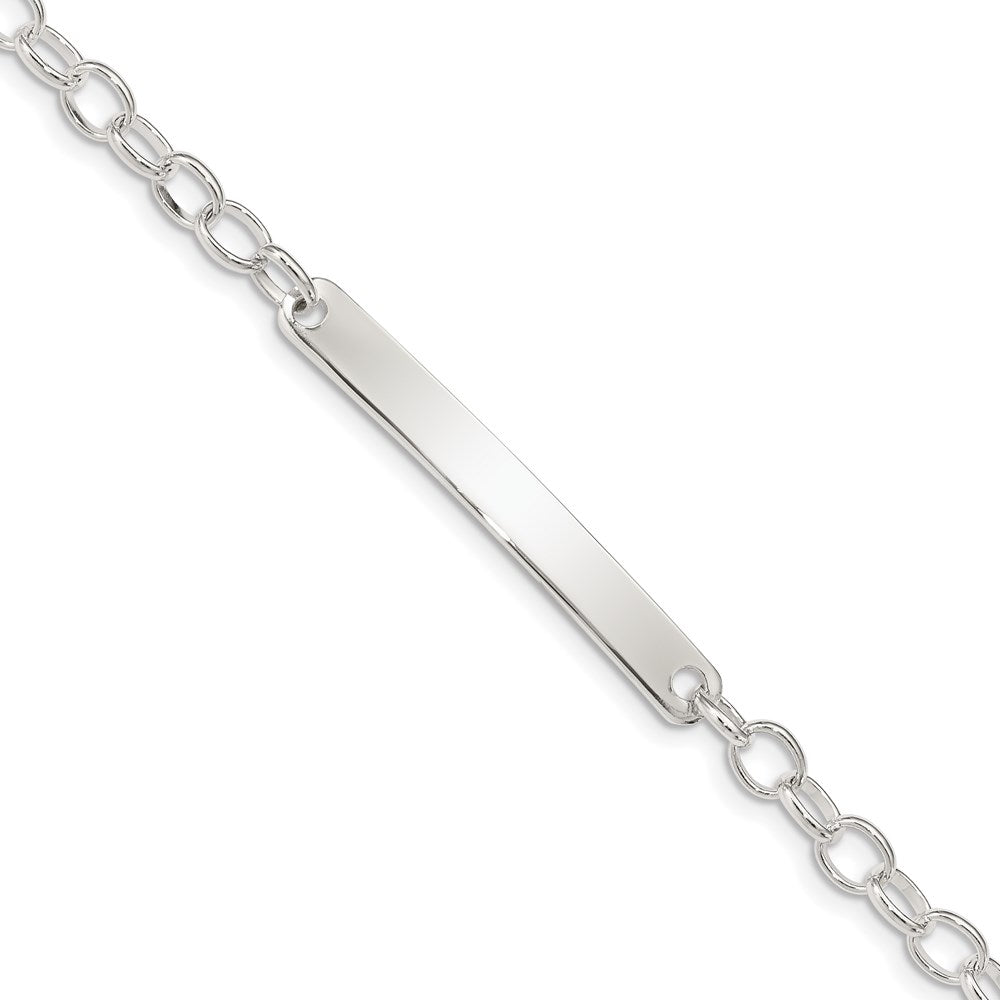 Sterling Silver Small Oval Rolo Link ID Bracelet, 7.5 x 4 mm