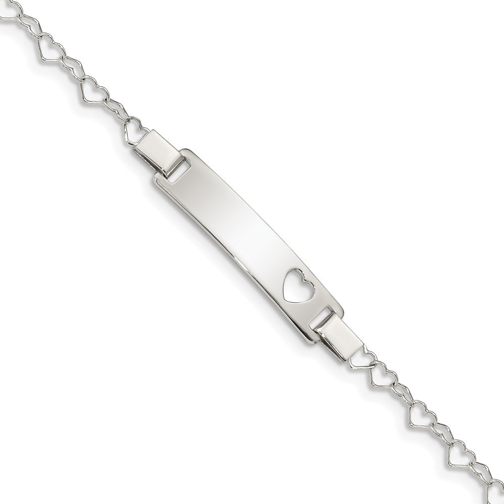 Sterling Silver Heart Baby ID Bracelet, 6 x 3 mm
