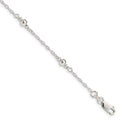 Sterling Silver Polished Fancy Bead with 1in Extension Children's Bracelet, 6 x 4 mm