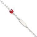 Sterling Silver Polished Lady Bug Baby Engraveable ID Bracelet, 6 mm