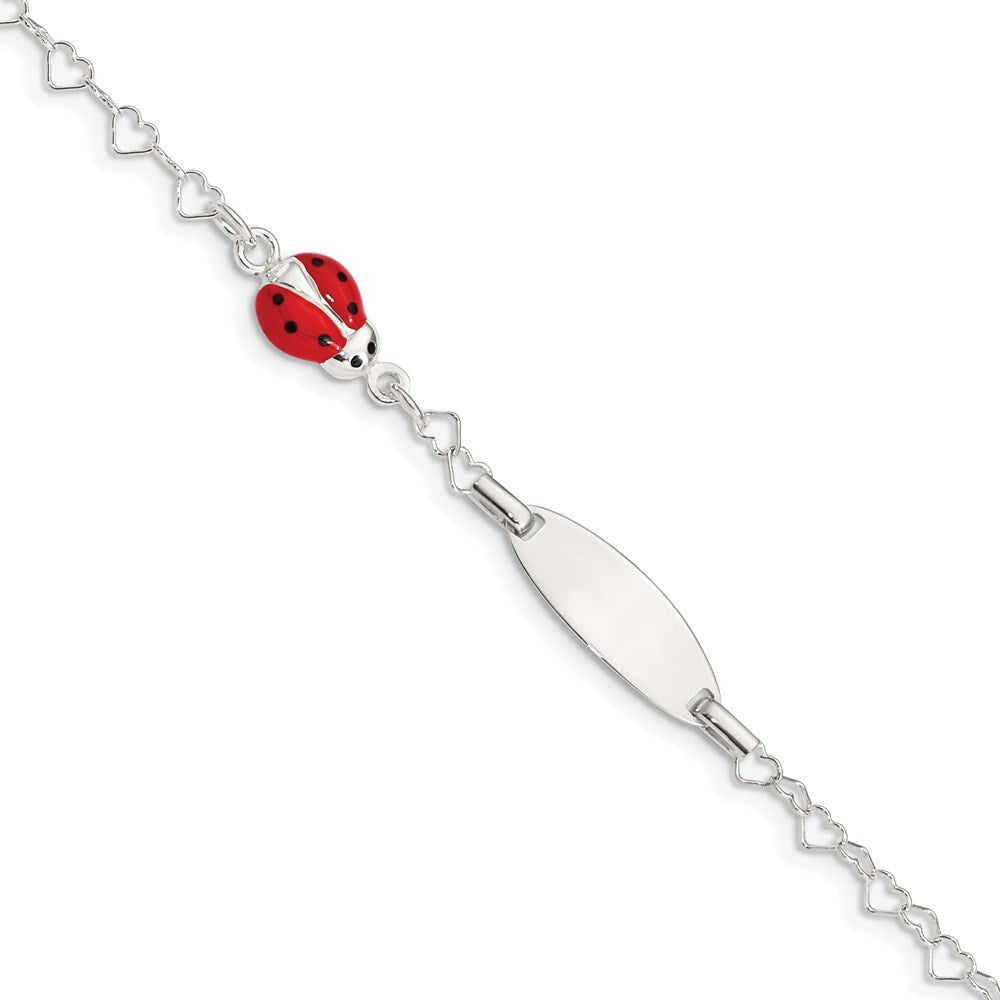 Sterling Silver Polished Lady Bug Baby Engraveable ID Bracelet, 6 mm