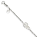 Sterling Silver Polished Childrens Teddy Bear 5in Plus 1in Ext ID Bracelet, 5 mm