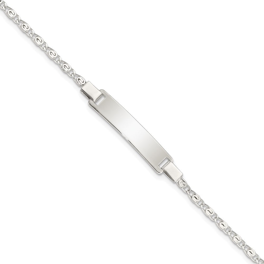 Sterling Silver Polished Engraveable Children's ID Bracelet, 6 mm