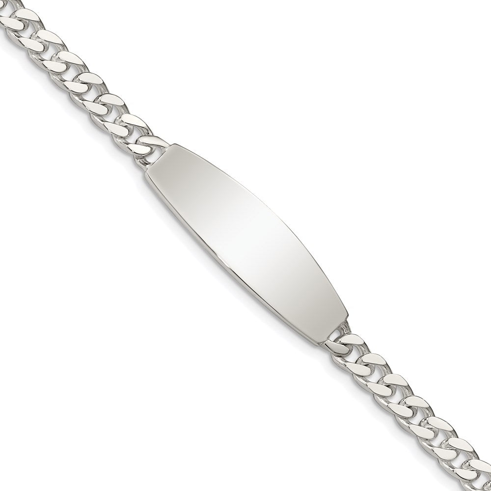 Sterling Silver Curb Link ID Bracelet, 8.5 x 6 mm, 14.73 g