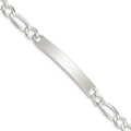 Sterling Silver Figaro Link ID Bracelet, 8.5 x 7 mm, 11.59 g