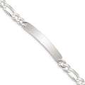 Sterling Silver Figaro Link ID Bracelet, 8.5 x 6 mm