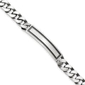 Sterling Silver Antiqued Satin  Curb Link ID Bracelet, 7.5 mm