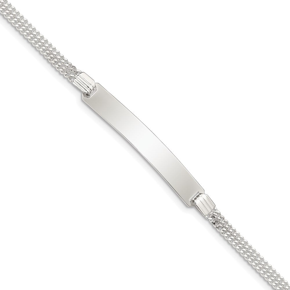 Sterling Silver Double Chain ID Bracelet, 7.5 x 6 mm