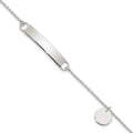 Sterling Silver Polished 7.5 inch Curb Link ID Bracelet W/Sliding Accent, 7.5 x 1 mm