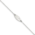 Sterling Silver Children's ID with Heart Bracelet, 5.5 x 1 mm