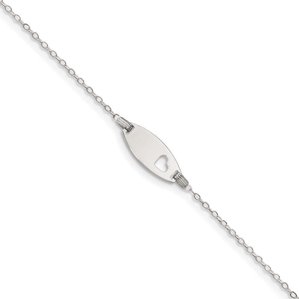 Sterling Silver Children's ID with Heart Bracelet, 5.5 x 1 mm
