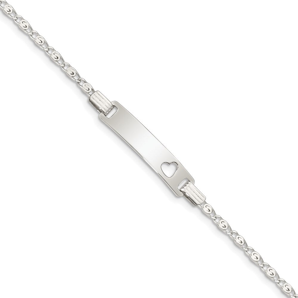 Sterling Silver Baby ID with Cut-out Heart Bracelet, 6 mm