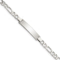 Sterling Silver Engraveable Childrens ID on Figaro Link Bracelet, 6 x 6 mm