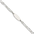 Sterling Silver Polished Engraveable 5in Plus 1in EXT Childrens ID Bracelet, 5 x 6 mm