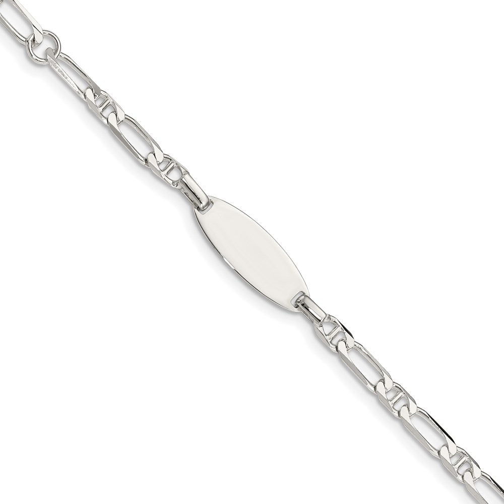 Sterling Silver Polished Engraveable 5in Plus 1in EXT Childrens ID Bracelet, 5 x 6 mm