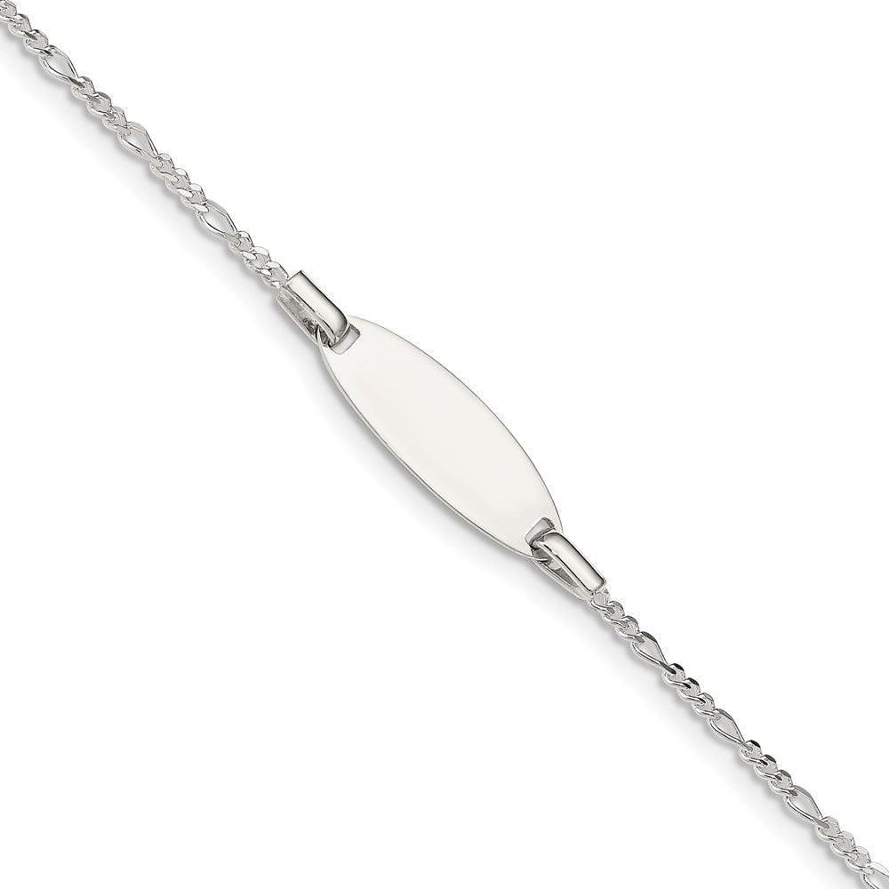 Sterling Silver Childrens 5in Plus 1in Ext ID Figaro Link Bracelet, 5 x 6 mm