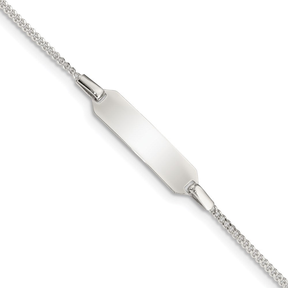 Sterling Silver Childrens 5in Plus 1in EXT ID Curb Link Bracelet, 5 x 6 mm