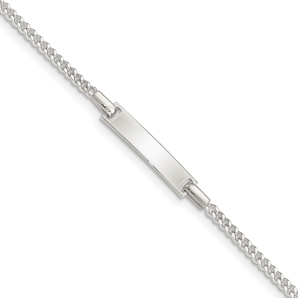Sterling Silver Polished Childrens ID Curb Link 5in Plus 1in Ext. Bracelet, 5 x 4 mm