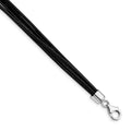 Sterling Silver Rhodium-plated 16inch Black Multi-Cord Leather Necklace, 16 x 1 mm