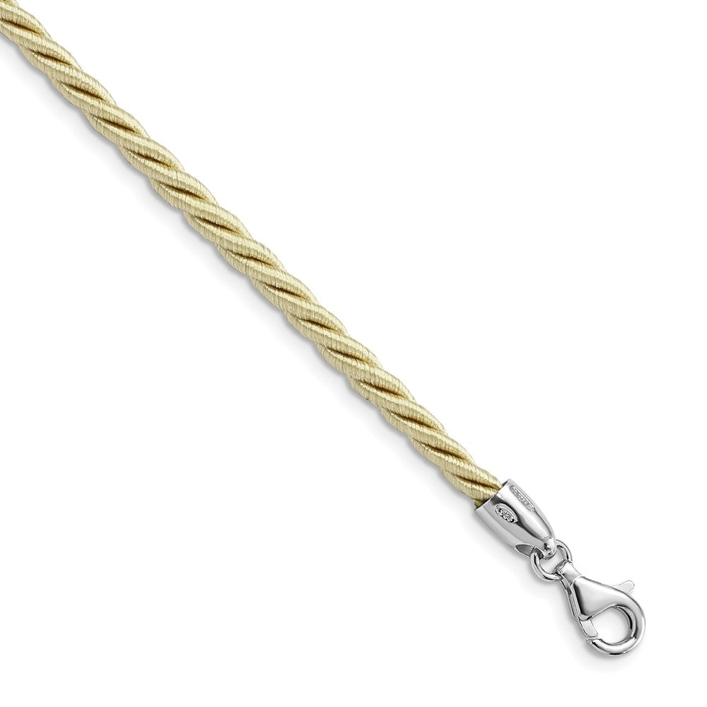 Sterling Silver Rhodium-plated 18inch Cream Satin Cord Necklace, 18 x 4 mm