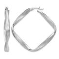 Sterling Silver RH-plated Radiant Essence Twisted Hoop Earrings, 45 x 11 mm