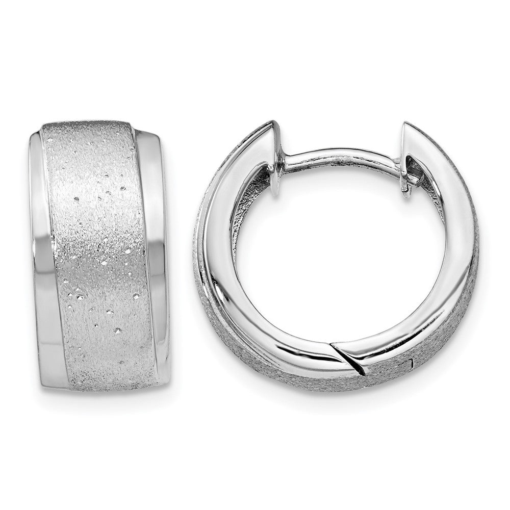 Sterling Silver RH-plated Radiant Essence Hoop Earrings, 15 x 15 mm