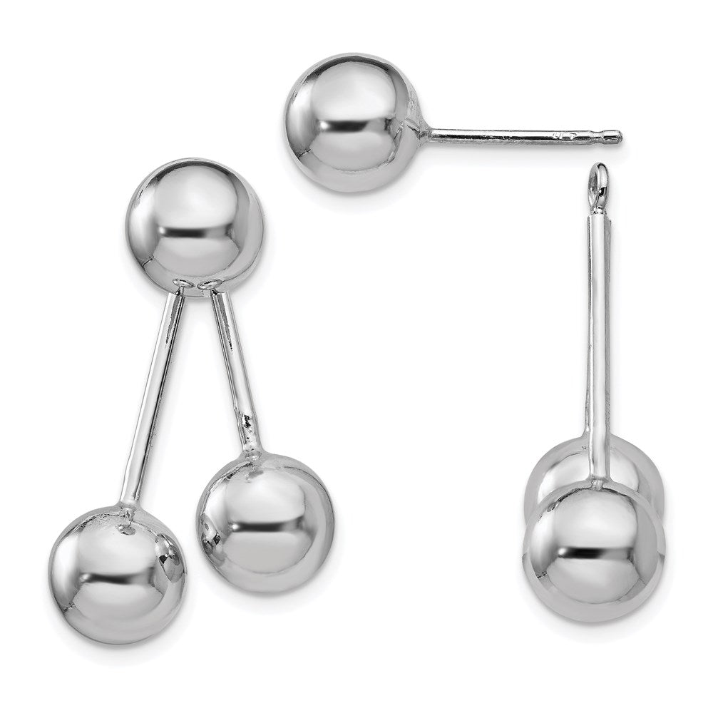 Sterling Silver Polished Ball Post Earrings, 28 x 24 mm