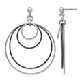 SS and Ruthenium Plated D/C Post Hoop Earrings, 57 x 39 mm