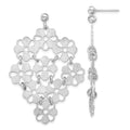 Sterling Silver Brushed Flower Post Dangle Earrings, 54.2 x 37 mm