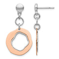 Sterling Silver Rose Gold-plated Post Dangle Earrings, 30 x 36 mm