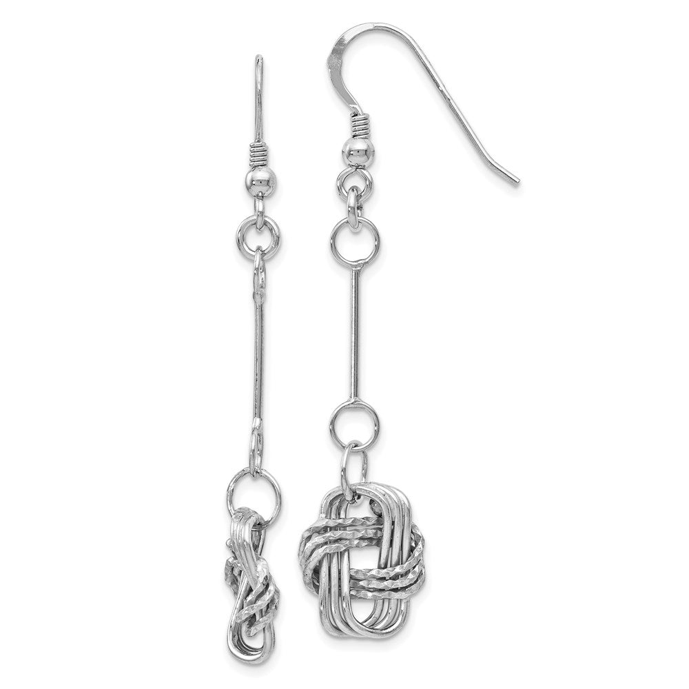 Sterling Silver Polished & DC Shepherd Hook Dangle Earrings, 48 x 26 mm