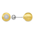 Sterling Silver Gold-tone CZ Front Back Earrings, 14 x 14 mm