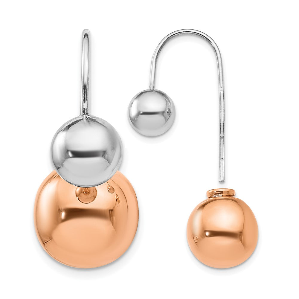 Sterling Silver & Rose-tone Dangle Earrings, 29 x 12 mm