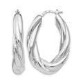 Sterling Silver RH-plated Polished Hoop Earrings, 39 x 8 mm